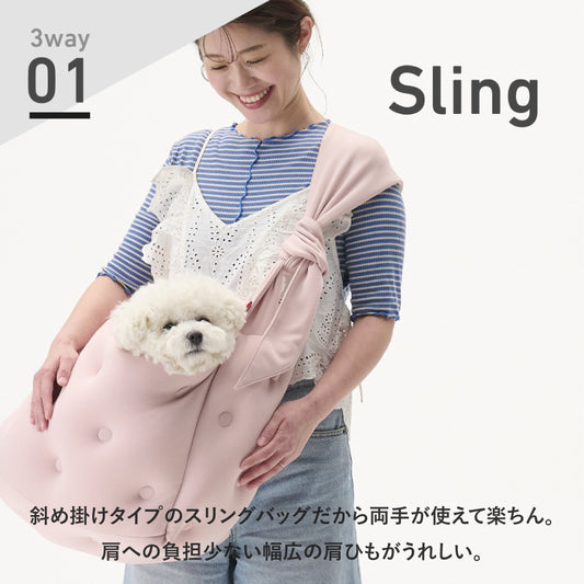 スリングバッグ ペットスリング 肩掛け 抱っこひも 斜め掛け 3WAY ビーズクッション 小型犬 中型犬 対応 全4色 送料無料  日本製 HANALOLO PET